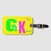 aangepaste neon Initialen Monogram Bagagelabel (Voorkant (horizontaal))