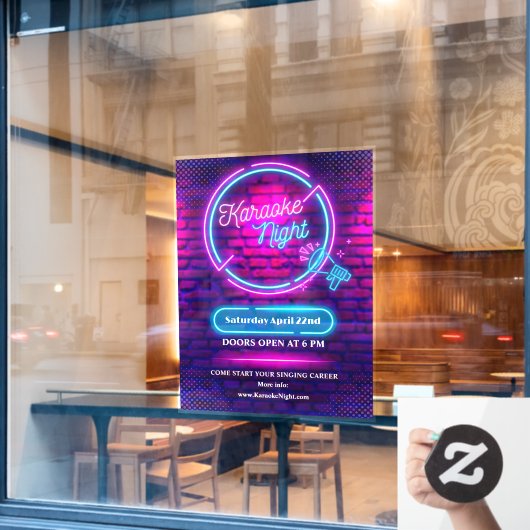 Aangepaste Neon Karaoke Nacht Groot Raamsticker (Cafe Raam)