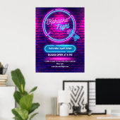 Aangepaste Neon Karaoke Nacht Middelgrote Maat Poster (Thuiskantoor)