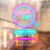 Aangepaste Neon Karaoke Nacht Middelgrote Maat Raamsticker (Vel 2)