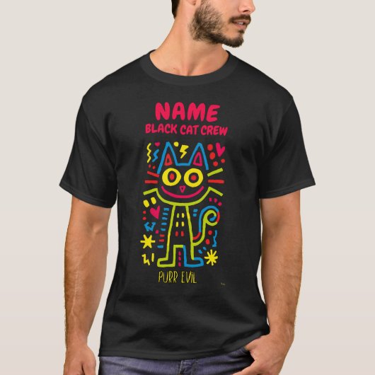 Aangepaste Neon Kat Pop Art | Purr Evil Halloween T-shirt (Voorkant)
