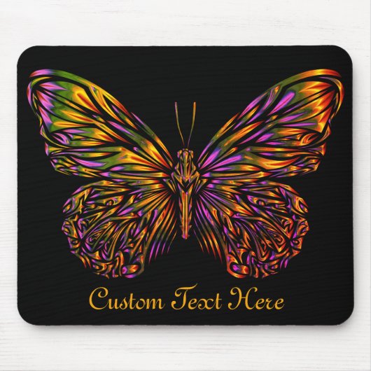 Aangepaste Neon Rainbow Butterfly Muismat (Voorkant)