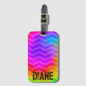 Aangepaste Neon Rainbow Herringbone Gift Bag Bagagelabel (Voorkant (verticaal))