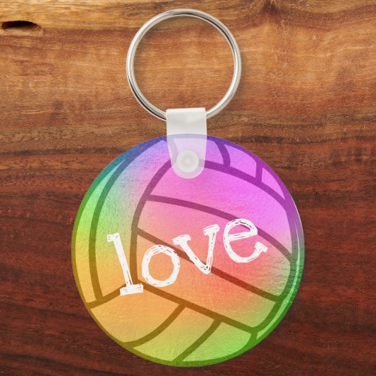 Aangepaste Neon Rainbow Volleybal Sleutelhanger (Voorkant)