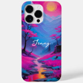 Aangepaste neon schilderij landschap magenta cyaan Case-Mate iPhone case (Achterkant)