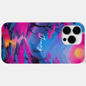 Aangepaste neon schilderij landschap magenta cyaan Case-Mate iPhone case (Achterkant (horizontaal))