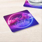 Aangepaste Neon Sign Pink & Paarse wolken Kartonnen Onderzetters (Schuin)