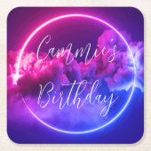 Aangepaste Neon Sign Pink & Paarse wolken Kartonnen Onderzetters (Voorkant)