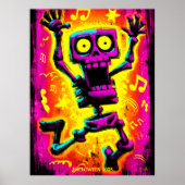 Aangepaste Neon Skeleton Retro Halloween Ontwerp Poster (Voorkant)