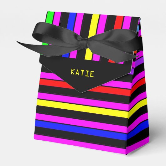 Aangepaste Neon Stripes Party Favor Box Bedankdoosjes (Voorkant Zijde)