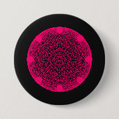 Aangepaste Neon Web Mandala Button – Roze op Zwart (Voorkant)