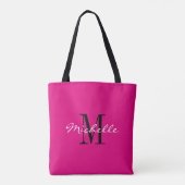 Aangepaste neonroze en zwart monogrammen canvas ta tote bag (Achterkant)