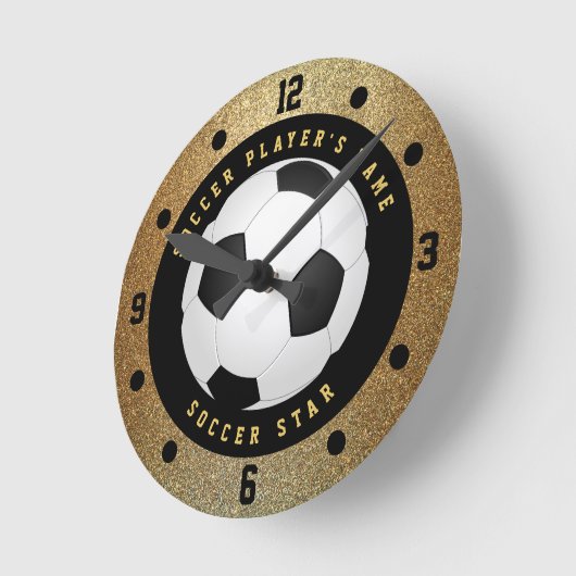 Aangepaste nep gouden glitter voetbal klok (Hoek)