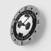 Aangepaste nep zilveren glitter voetbal ronde klok (Hoek)