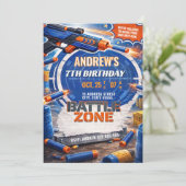 Aangepaste Nerf-verjaardagsuitnodiging voor kinder Kaart (Staand voorkant)