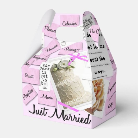 Aangepaste net getrouwde bruiloft gunst dozen bedankdoosjes (Voorkant Zijde)