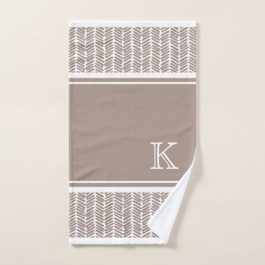 Aangepaste neutrale aardachtige Taupe zigzag Art S Bad Handdoek (Handdoek)