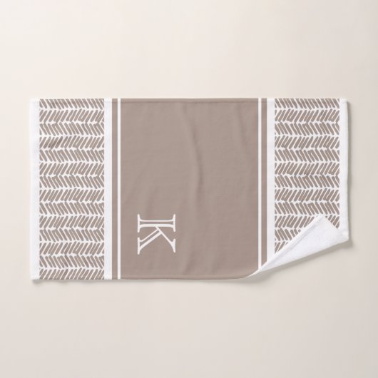 Aangepaste neutrale aardachtige Taupe zigzag Art S Bad Handdoek (Handdoek)