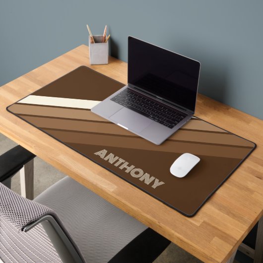 Aangepaste neutrale aardetinten Stripes Art op bru Bureaumat (Kantoor 2)