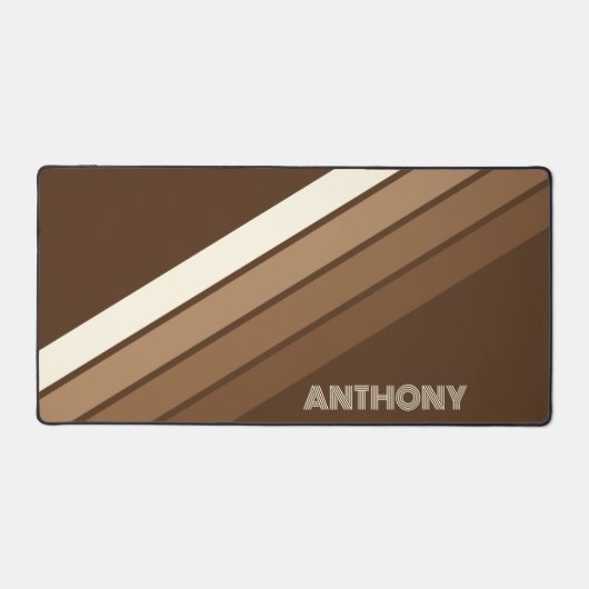 Aangepaste neutrale aardetinten Stripes Art op bru Bureaumat (Voorkant)