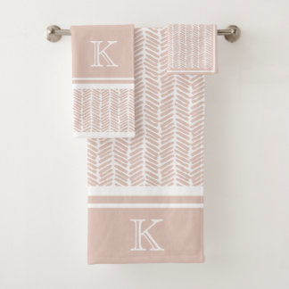 Aangepaste Neutrale Aardse Zand Zigzag Stripes Art Bad Handdoek