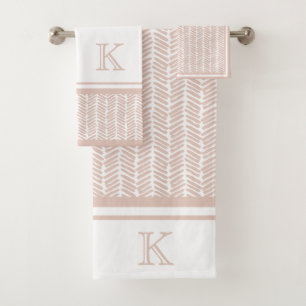 Aangepaste Neutrale Aardse Zand Zigzag Stripes Art Bad Handdoek