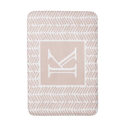 Aangepaste Neutrale Aardse Zand Zigzag Stripes Art Badmat (Voorkant Verticaal)