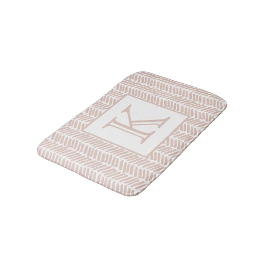 Aangepaste Neutrale Aardse Zand Zigzag Stripes Art Badmat (Gekanteld)