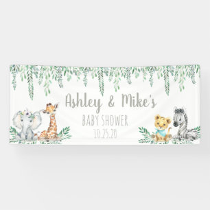 Aangepaste neutrale Baby shower banner Oerwoud
