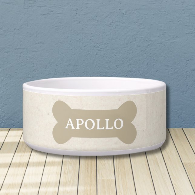 Aangepaste Neutrale Bot en Huisdier Naam Hond Voerbakje (Customize this fun, neutral dog bowl with your pet's name! )