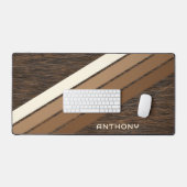 Aangepaste Neutrale Bruine Strepen Kunst op Faux W Bureaumat (Keyboard & Muis)