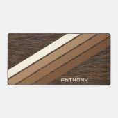 Aangepaste Neutrale Bruine Strepen Kunst op Faux W Bureaumat (Voorkant)