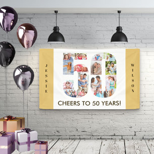 Aangepaste neutrale fotocollage voor 50ste verpart spandoek