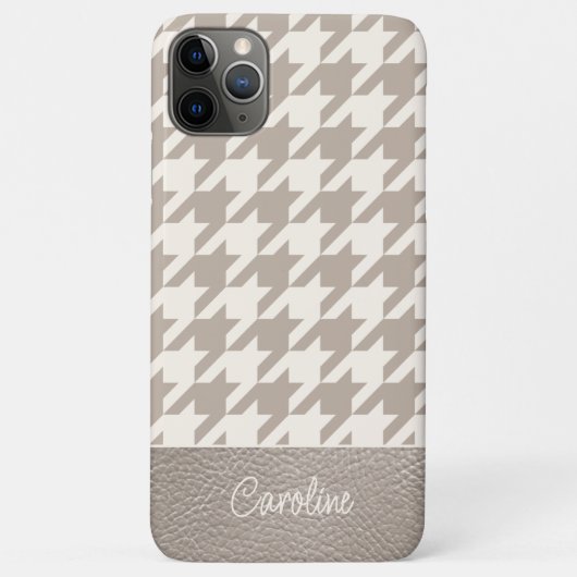 Aangepaste Neutrale Ivoor Taupe Houndstooth Patroo Case-Mate iPhone Case (Achterkant)