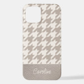 Aangepaste Neutrale Ivoor Taupe Houndstooth Patroo iPhone Hoesje (Achterkant)