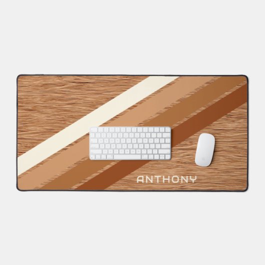 Aangepaste neutrale warme bruine strepen kunst op  bureaumat (Keyboard & Muis)