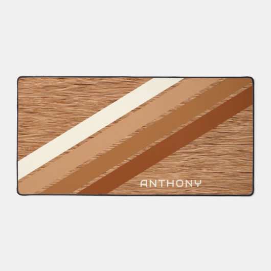 Aangepaste neutrale warme bruine strepen kunst op bureaumat (Voorkant)