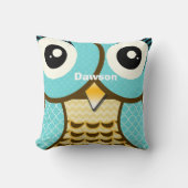 Aangepaste New Baby Boy's Room Cute Aqua Owl Kussen (Voorkant)