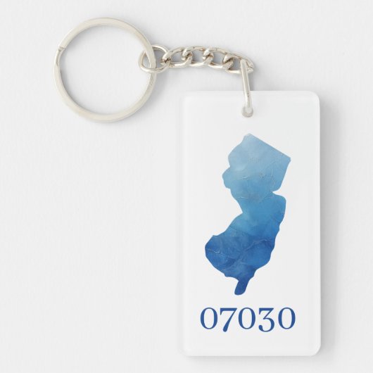 Aangepaste New Jersey State Shape Postcode Nieuw H Sleutelhanger (Voorkant)