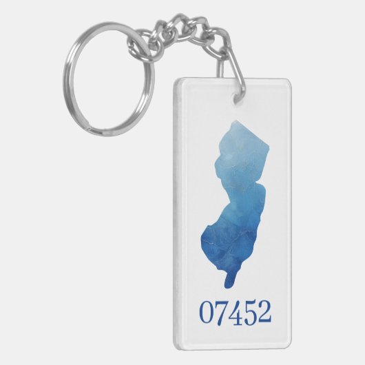 Aangepaste New Jersey State Shape Postcode Nieuw H Sleutelhanger (Voorkant Links)