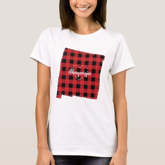 Aangepaste New Mexico Hometown State Plaid Kerstmi T-shirt (Voorkant)