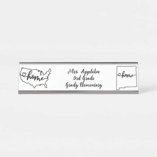 Aangepaste New Mexico State US Home Line Art Bureau Naambordje (Voorkant)