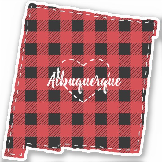 Aangepaste New Mexico thuisstad staat plaid Kerstm Sticker (Voorkant)
