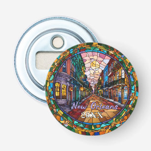 Aangepaste New Orleans Bourbon Street gedateerd Button Flesopener