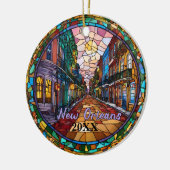 Aangepaste New Orleans Bourbon Street gedateerd Keramisch Ornament (Links)