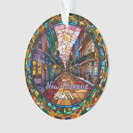Aangepaste New Orleans Bourbon Street gedateerd Ornament (voorkant)