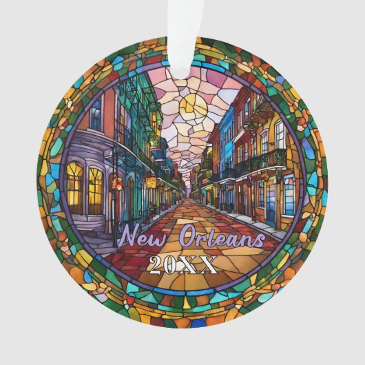 Aangepaste New Orleans Bourbon Street gedateerd Ornament (voorkant)