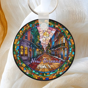 Aangepaste New Orleans Bourbon Street Gedateerd  Sleutelhanger