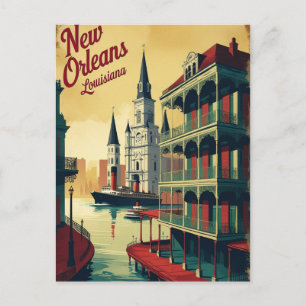 Aangepaste New Orleans Louisiana Travel Art Vintag Briefkaart