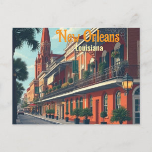 Aangepaste New Orleans Louisiana Travel Art Vintag Briefkaart